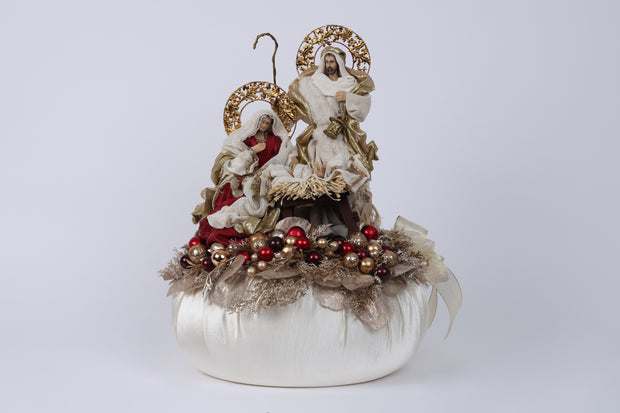 Natività su pouf - Fiori di lena